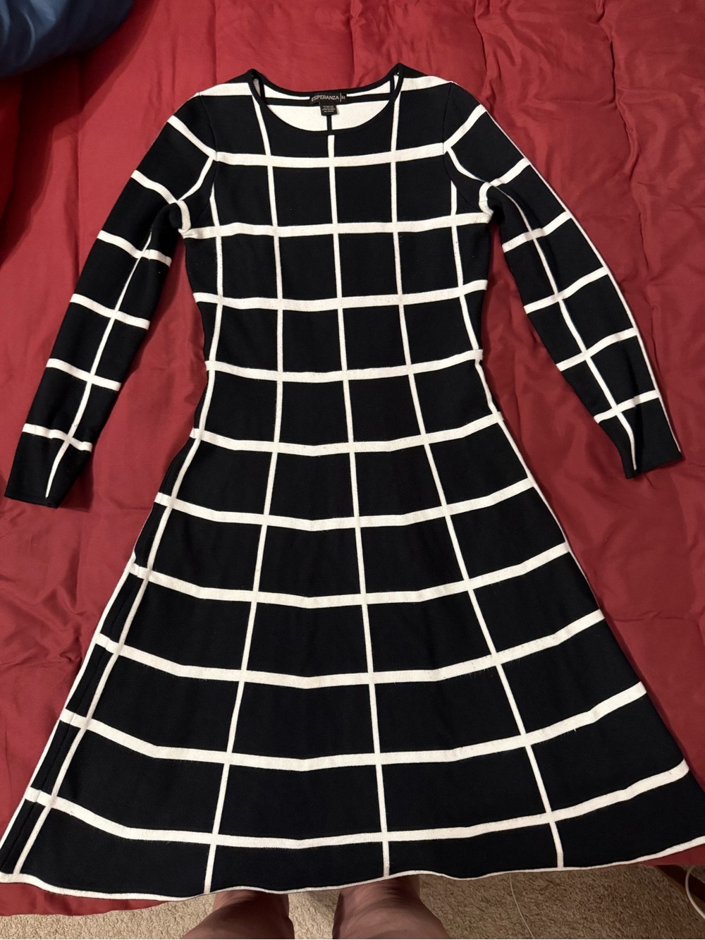 Black & White Windowpane Sweater Dress